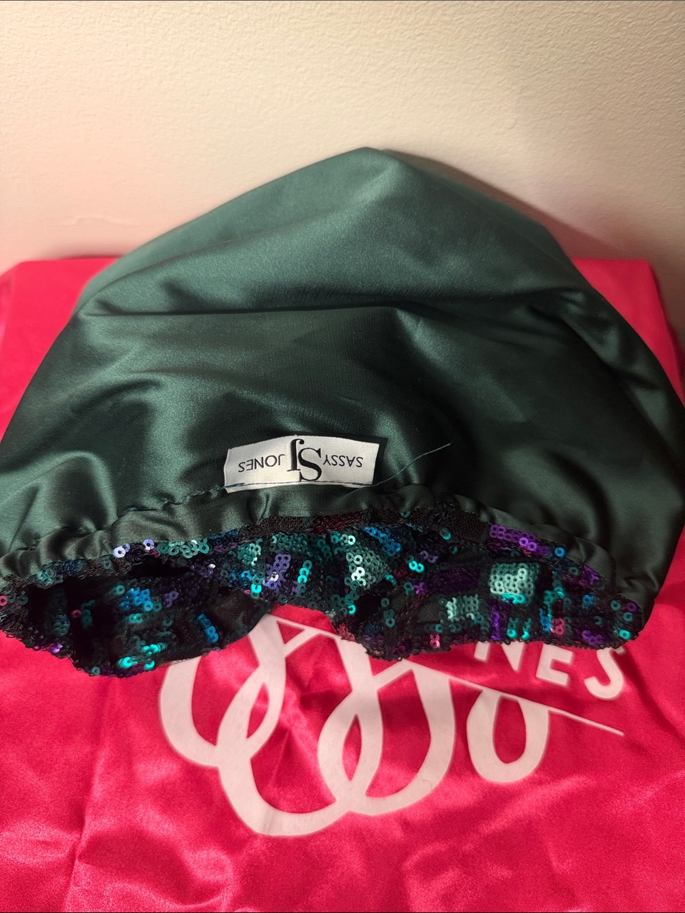 Sassy Jones Sequin Turban Headwrap in Teal, Purple & Black - Picture 5 of 5